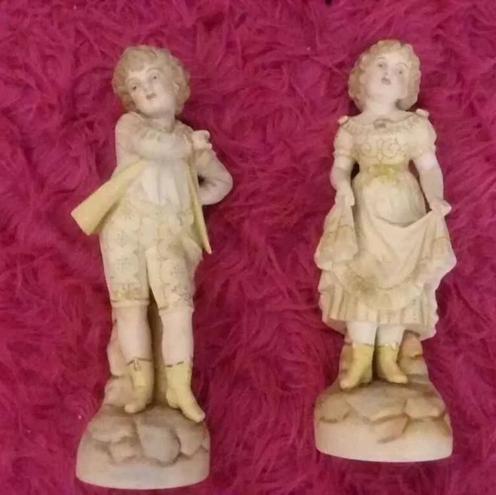 Bisque 15" pair figurines